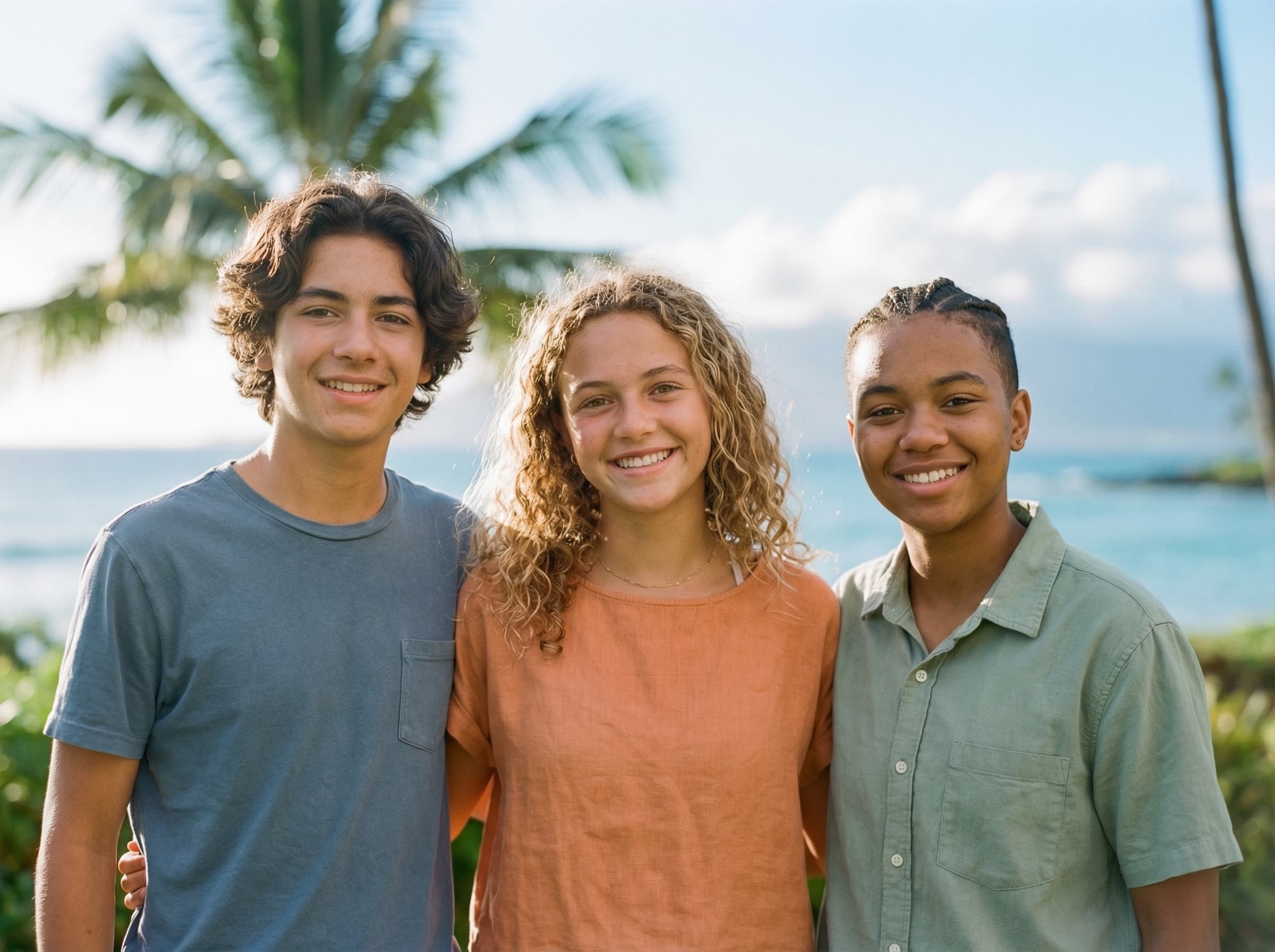Diverse group of smiling teenagers with braces